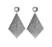 Hoisy 2 Stück Ear Tunnel 18mm(11/16 inch), mit Silber Raute Expander Tunnel, Edelstahl Ohrring Tunnel Set Silber