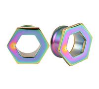 Hoisy 2 Stück Tunnel Piercing Set 19mm(3/4 inch), Hohl Sechseck Expander Tunnel, Edelstahl Ear Tunnels Mehrfarbig