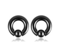 Hoisy 2PCS Tunnel Ohrringe 4x16x8mm(6G), Hoop mit Kugel Plug Ohrstecker, Edelstahl Tunnel Set Schwarz