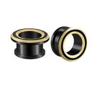 Hoisy 2Stück 12mm(1/2 inch) Flesh Tunnel, Rund Hohl Plugs Ohrstecker, Edelstahl Tunnel Ohrring Gold Schwarz