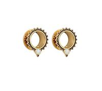 Hoisy 2Stück 19mm(3/4 inch) Piercing Ohr Tunnel, Hoop Zirkonia und Opal Ohrstecker Plugs, Edelstahl Tunnel Ohrringe Gold