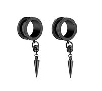 Hoisy 2Stück Ohr Plug 12mm(1/2 inch), Rund mit Kegel Expander Set Tunnel, Edelstahl Plug Tunnel Schwarz