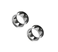 Hoisy 2Stück Piercing Ear Plugs 19mm(3/4 inch), Rund Hohl Ohrstecker Plug, Edelstahl Tunnels Set Silber Schwarz