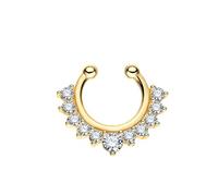 Hoisy Clip Nasenring Hufeisenform 16G Edelstahl 1,5x10mm, U-förmig mit Zirkonia, Gold Nasenring Nasenflügel