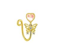 Hoisy Clip Nasenstecker 18G Edelstahl Nase 1,0x10mm, Herz und Schmetterling mit Zirkonia, Gold Nasenring Piercing