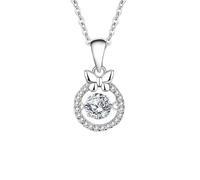 Hoisy Halskette 950 Platin Damen mit Anhänger, Hohl Kreis und Schmetterling mit Moissanite 0,5 Karat, Silber Grün Halskette Frauen