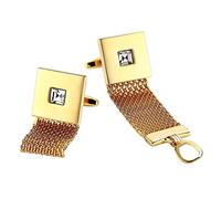 Hoisy Manchettenknoepfe Boss, Manschettenknöpfe Gold Herren Hochzeit Mesh Wrap Quadrat 1.7CM Manschettenknöpfe für Anzug Hemd Business