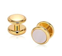 Hoisy Manchettenknoepfe Klein, Boss Manschettenknöpfe Doppelseitige Runde Weiß 1CM Manschettenknöpfe für Anzug Hemd Business