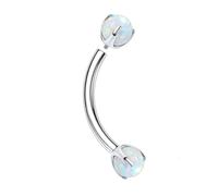 Hoisy Nasenflügel Nasenstecker 16G G23 Titan 1,2x6mmx5mm, Rund mit Opal, Damen Nasenpiercing Silber Weiß Bunt Opal