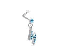 Hoisy Nasenpiercing Nasenstecker 20G Edelstahl 0,8x7mm, Blitz mit Zirkonia, Nasenpiercing für Damen Blau Silber