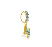 Hoisy Nasenpiercing Ring 20G Edelstahl Herren 0,8x8mm, Hoop und Blitz mit Zirkonia, Gold Hellblau Nasenpiercing für Damen