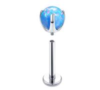 Hoisy Nasenstecker 16G G23 Titan Klein 1,2x6x5mm, Rund mit Opal, Silber Blauer Opal Nasenring Piercing