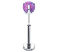 Hoisy Nasenstecker 16G G23 Titan Klein 1,2x6x5mm, Rund mit Opal, Silber Lila Opal Nasenring Piercing