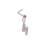 Hoisy Nasenstecker 20G Edelstahl für Nasenflügel 0,8x7mm, Blitz mit Zirkonia, Nasenpiercing Ring Damen Silber Rosa