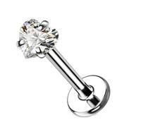 Hoisy Nasenstecker für Nasenflügel 16G G23 Titan 1,2x10mm, 5mm Herz mit Zirkonia, Nasenringe Nasenpiercing Silber