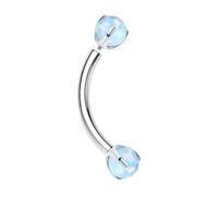 Hoisy Nasenstecker Nase 16G G23 Titan 1,2x12mmx5mm, Rund mit Opal, Silber Hellblau Opal Piercing Nasenring