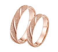 Hoisy Partnerringe Edelstahl, Damen Ringe Verlobung 4MM Roségold-Mattring Größe Frauen 54 (17.2) und Männer 60 (19.1)