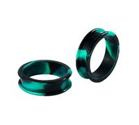 Hoisy Tunnel 38mm Ohrringe 2er Set, Rund Hohl Tunnel Expander Set, Silikon Ohr Plug Piercing Schwarz Grün