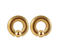 Hoisy Tunnel Ohr 4x16x8mm(6G) 2 PCS, Hoop mit Kugel Ohrstecker Damen Plug, Edelstahl Plug Tunnel Gold
