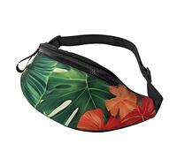 Hojas Tropicales y Flores Bauchtasche für Herren und Damen, wasserdichte Sport-Hüfttasche, modische Gürteltasche, Umhängetasche, Hüfttasche mit verstellbarem Riemen, große Schultertasche, Geldbörse