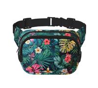 Hojas Tropicales Y Flores Print Bauchtasche für Damen und Herren, Hüfttasche mit verstellbarem Gurt für Reisen, Wandern, Radfahren
