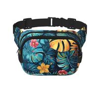 Hojas Tropicales Y Flores Print Bauchtasche für Damen und Herren, Hüfttasche mit verstellbarem Gurt für Reisen, Wandern, Radfahren