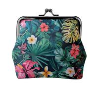 Hojas Tropicales Y Flores Print Kleingeldbörse für Damen, Münzgeldbörse, kleine Beutel mit Kussschloss, für Münzen, Karten, kleine Gegenstände