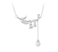 Hokech 925 Sterling Silber Maiglöckchen Anhänger Halskette Muschelperle Blume Halskette für Frauen Party Fine Jewelry