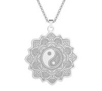 Hokech Edelstahl Leben der Blume Mandala mit Yin Yang Halskette Yin Yang Taoismus Schmuck Freundschaft Halskette für Männer Frauen