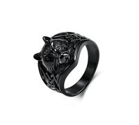 Hokech Mode Retro Persönlichkeit Wolf Kopf Ring Punk Edelstahl keltischer Knoten Tier Ring Männer und Frauen einzigartige Schmuckgeschenke