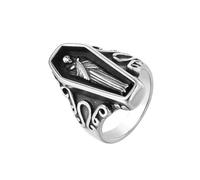Hokech Punk 316L Straße Schwarz Edelstahl Sarg Ring für Männer Junge Gothic Vampir Totenkopf Ringe Retro Biker Schmuck Geschenk
