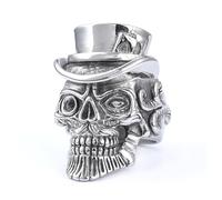Hokech Punk Hip Hop Magier Gentleman Totenkopf Ringe Edelstahl Hut Geisterkopf Männer Ring Biker Mode Schmuck