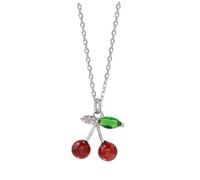 Hokech Saftige rote Kirsche Halskette Frauen Mädchen niedliche Sommerfrucht Design schönen Schmuck Mode süße Halskette