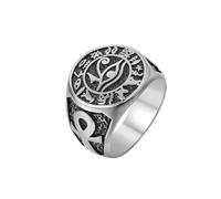 Hokech Vintage ägyptisches Auge des Horus Runenring für Männer Punk Biker Edelstahl Altägyptisches Kreuz Ring Amulett Schmuck Geschenk