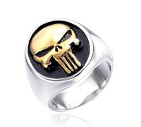 Hokech Vintage Edelstahl Punisher Totenkopf Ring für Männer Mode Gold/Silber Farbe Biker Totenkopf Siegelring Punk Party Schmuck Geschenk