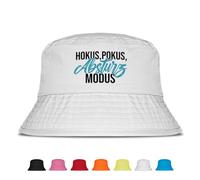 Hokus Pokus Absturz Modus - Fischerhut - Lustiger Fischerhut - Der perfekte Sonnenhut für Herren & Damen - Ideal als Malle-Outfit, Party-Accessoire & Festival-Eimerhut für den Strand|Weiß