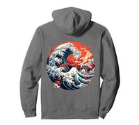 Hokusai Die große Welle von Kanagawa Japan Manga Tokyo Fun Pullover Hoodie, Unisex für Erwachsene, Anthrazit, XL