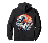 Hokusai Die große Welle von Kanagawa Japan Manga Tokyo Fun Pullover Hoodie, Unisex für Erwachsene, Schwarz, XL