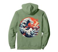 Hokusai Die große Welle von Kanagawa Japan Manga Tokyo Fun Pullover Hoodie, Unisex für Erwachsene, Salbeigrün, XL