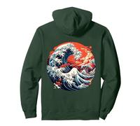 Hokusai Die große Welle von Kanagawa Japan Manga Tokyo Fun Pullover Hoodie, Unisex für Erwachsene, Waldgrün, XL