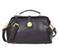 HOL848 Damen-Handtasche aus echtem Leder, mittlere Größe, Schwarz , Medium