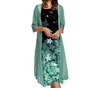 HolAngela Damen Kleid Zweiteiler Mit Jacke Hochzeit Gäste Kleider Elegant Schöne Brautmutterkleider Festliche Frauen Kleid Zweiteiler Hochzeit Abendkleider Hochzeitskleid Damenkleider (1B-Green, XL)