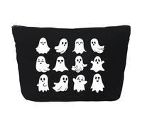 Holdes Halloween Schminktasche,Halloween Geisterdruck Schminkorganizer Tasche - Tragbarer Niedlicher Leinenbeutel Für Frauen Reisen Camping