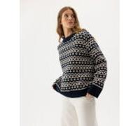 Holebrook Damen Strickpullover Augusta Crew WP Navy/Beige M