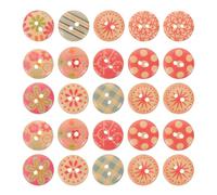 Holibanna 100 Stück Bunte Holzknöpfe 15mm Rund Doppelloch Knöpfe für Jacken Selbstgemacht Bastelprojekte Naturfarben