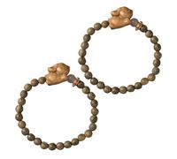 Holibanna 2 Stück Elastische Sandelholz Perlenarmbänder mit Hasenanhänger Leichtes Unisex Armbandset für Damen und Herren Niedlicher Schmuck für Paare Freundinnen Feng Shui und Feiertage