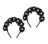 Holibanna 2 Stück Schwarzes Halloween Haarreif Totenkopf und Blumen Gruseliges Day Of The Dead Headpiece für Frauen Komfortabel Flexibel für Kostümpartys Fasching Tag der Toten Accessoires