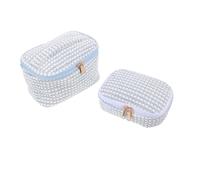 Holibanna 2-teiliges Kosmetiktäschchen aus Cord, Kleine Blaue Reise-Kosmetiktasche aus Cord für Mädchen Und Frauen, Ideal für Partys Und Wochenendtrips, Organizer für Kulturbeutel