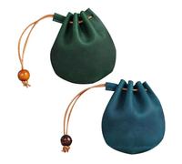 Holibanna 2stücke Geldbörse Retro Münzbeutel Mit Kordelzug Ledergeldbörse Wechseltasche Mini Aufbewahrungstasche Für Reisen Einkaufen Alltag Blau Grün Perlenfarbe