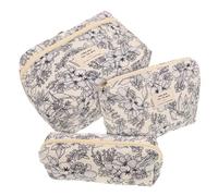 Holibanna 3stücke Teiliges Kosmetiktaschen Blumenmuster Gesteppte Make-up-Tasche Aus Baumwolle Süße Kulturbeutel Für Damen Und Mädchen